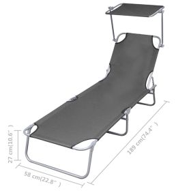 vidaXL Foldable Sunlounger with Adjustable Backrest Grey