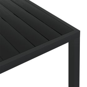 vidaXL Garden Table Black 150x90x74 cm Aluminium and WPC