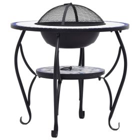 vidaXL Mosaic Fire Pit Table Blue and White 68 cm Ceramic