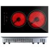 Dual Induction Burners Electric Cooktop 110V Total 1900W Electric Stove Built-in Electric Ceramic Stove with Timer Setting 9 Firepower Levels Over Hea