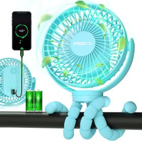 Portable Stroller Fan, Use As Power Bank, 65H 12000mAh Battery Operated Fan Flexible Tripod Baby Car Seat Fan with Timming