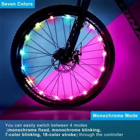 Nexillumi 2 Pack LED bicycle wheel light, 7 colours in one waterproof bicycle LE