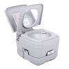 Lightweight Portable Toilet;  2.6 Gallon Flushable Camping Toilet;  Sanitary Outdoor Travel Toilet for Tents Boats Semi Trucks RV Campers;  Gray