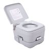 Lightweight Portable Toilet;  2.6 Gallon Flushable Camping Toilet;  Sanitary Outdoor Travel Toilet for Tents Boats Semi Trucks RV Campers;  Gray