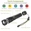 Tactical LED Flashlight Zoomable Rechargeable Search Light Torch 50000LM with 5Modes SOS Night Light For Night Walking Adventures