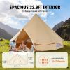 VEVOR 12 Person Canvas Glamping Bell Tent, Breathable Waterproof Large Yurt Tent with Stove Jack and Detachable Side Wall for Family Camping