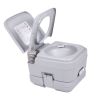 Lightweight Portable Toilet;  2.6 Gallon Flushable Camping Toilet;  Sanitary Outdoor Travel Toilet for Tents Boats Semi Trucks RV Campers;  Gray