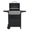 Propane Gas Grill 3 Burner Barbecue Grill, Stainless Steel 26,000 BTU Patio Garden Barbecue Grill with Two Shelves, Lid, Wheels and Bottle Opener