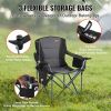 VEVOR Camping Folding Chair for Adults, Portable Heavy Duty Outdoor Quad Lumbar Back Padded Arm Chairs with Side Pockets