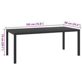 vidaXL Garden Table Black 185x90x74 cm Aluminium and WPC