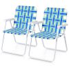 2 Pieces Folding Beach Chair Camping Lawn Webbing Chair