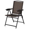 Beach & Garden Lawn 4 Pcs Folding Sling Chairs With Steel Armrest And Adjustable Back