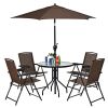 Beach & Garden Lawn 4 Pcs Folding Sling Chairs With Steel Armrest And Adjustable Back