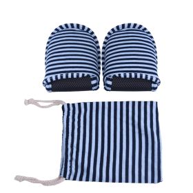 Travel Portable Foldable Reusable Indoor Soft Cotton Anti slip Slippers (Man Blue Stripes) (Option: man style-blue)