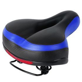 Bike Seat Water Resistant Comfortable Bicycle Padded Saddle Wear Resistant Hollow Leather Seat Cushion (Color: Black Blue)