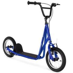 Height Adjustable Kid Kick Scooter with 12 Inch Air Filled Wheel (Color: Navy)