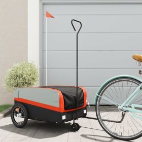 Bike Trailer Black and Orange 99.2 lb Iron (Color: Orange)